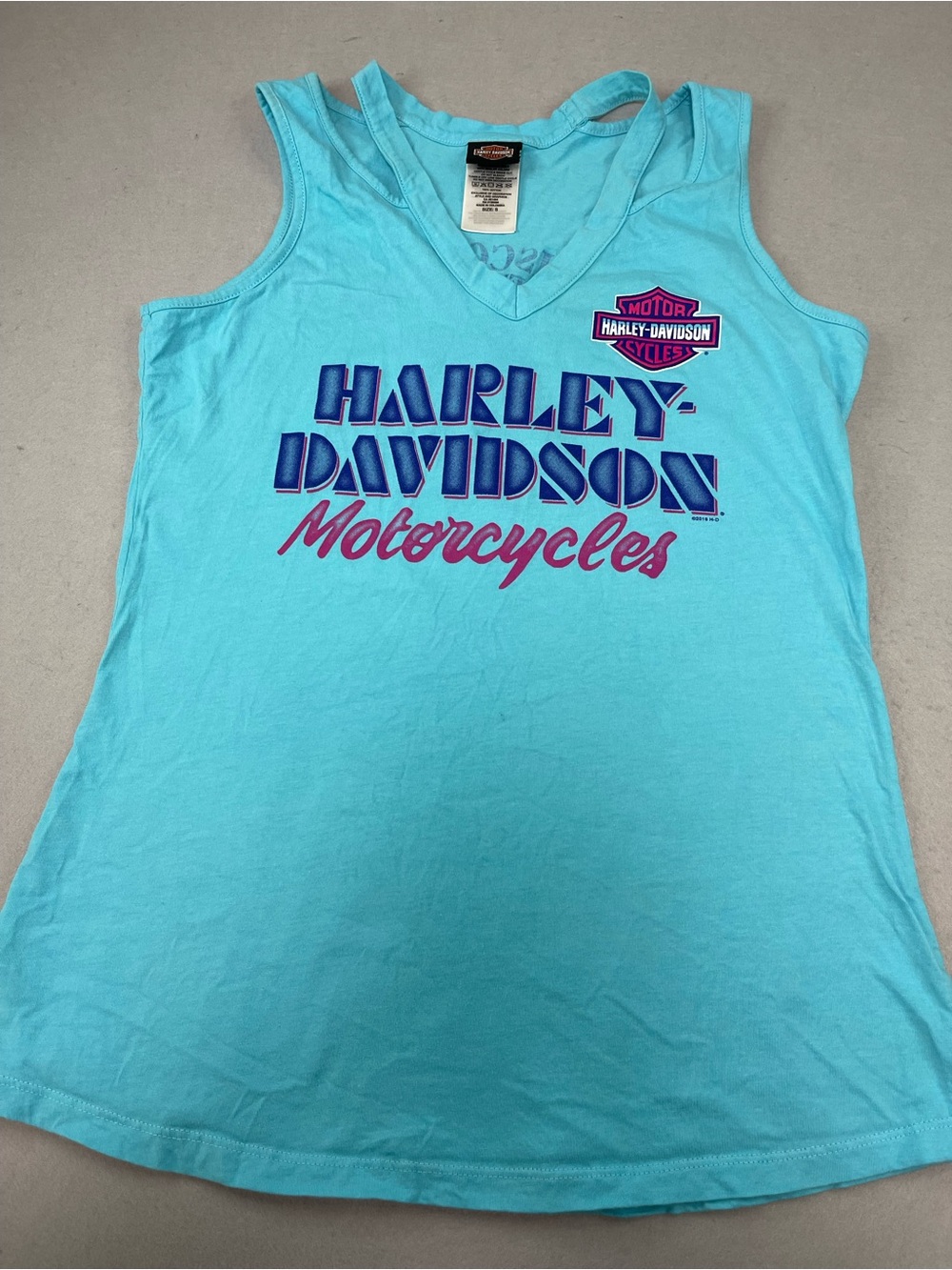 Harley Davidson T-Shirt Woman Size S Blue Sleeveless 1938